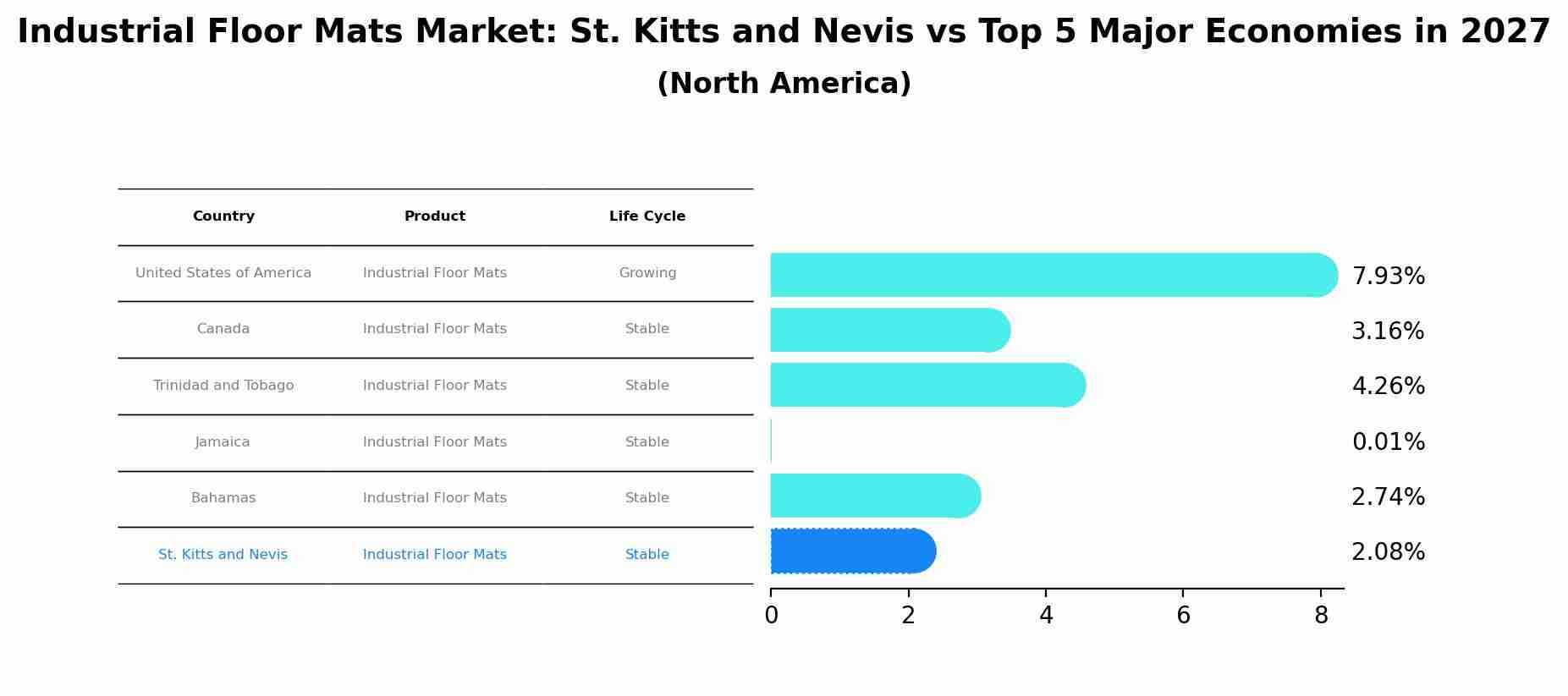 Industrial Floor Mats Market: St. Kitts and Nevis vs Top 5 Major Economies in 2027 (North America)